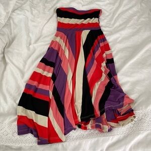 Felicity & Coco Milani Strapless Fit & Flare Dress Strips Color block Red Purple